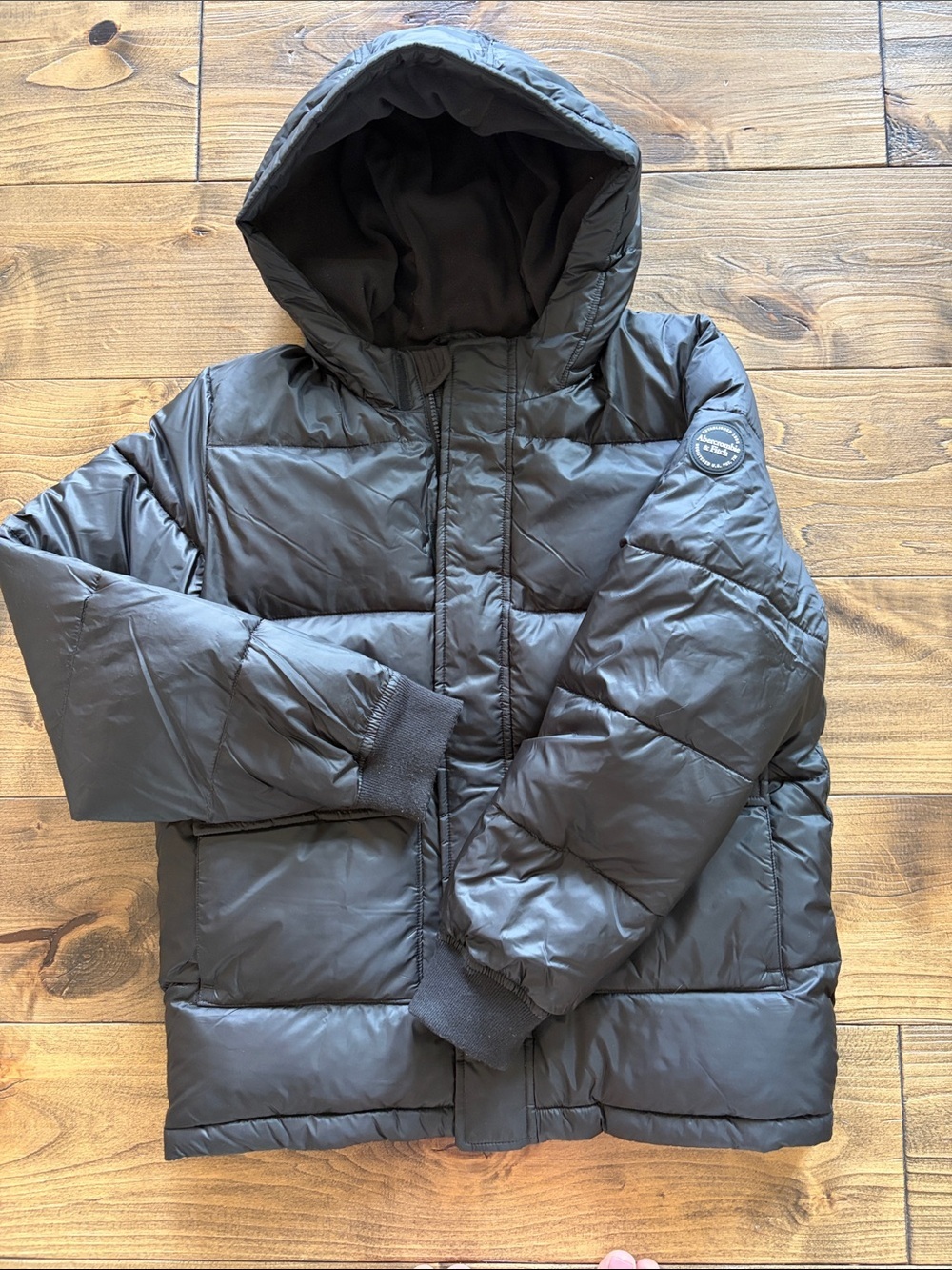 abercrombie kids Black Hooded Puffer Coat